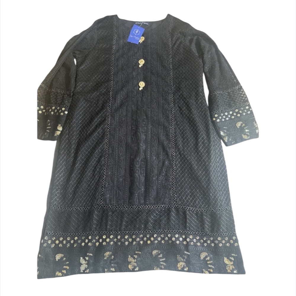 Jiya's Creation Boutique Black EmbroideredTunic Dress - Size L